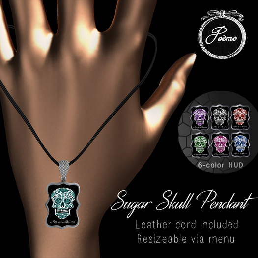 {Poeme} Sugar Skull Pendant w/HUD