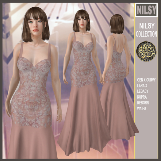 BEADED FLARED GOWN