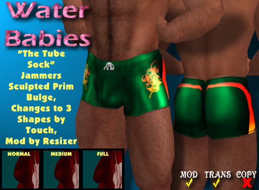 Water Babies - "The Tube Sock" Square Cut (Green)