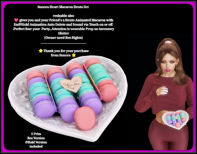 Sunora Heart Macaron Bento Set