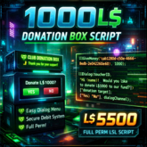 Second Life 1000L$ Donation Box Script – Secure Dialog-Based Club & Community Donation System (Full Perm LSL)