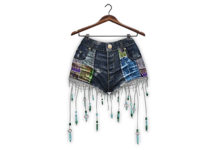 {Zaara} Kaira boho shorts *blue patchwork*
