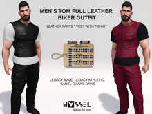 HASSEL PACK MEN TOM LEATHER BIKER OUTFIT SET (PANTS,VESTS WITH T-SHIRT) LEGACY MALE & ATHLETIC, KARIO, GIANNI, DAVIS 510