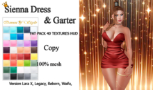Sienna Dress & Garter - FATPACK 40 Textures - Lara X, Legacy, Reborn, Waifu