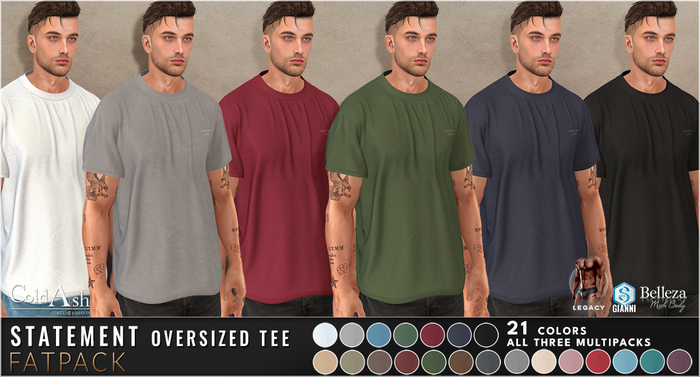 {COLD-ASH} STATEMENT Oversized Tee FATPACK