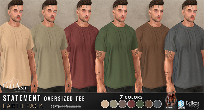 {COLD-ASH} STATEMENT Oversized Tee (EARTH Pack)