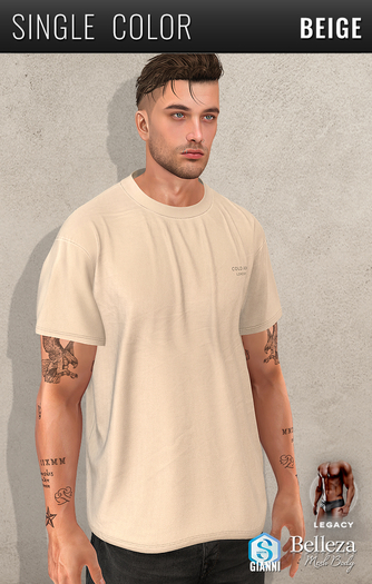 {COLD-ASH} STATEMENT Oversized Tee - Beige
