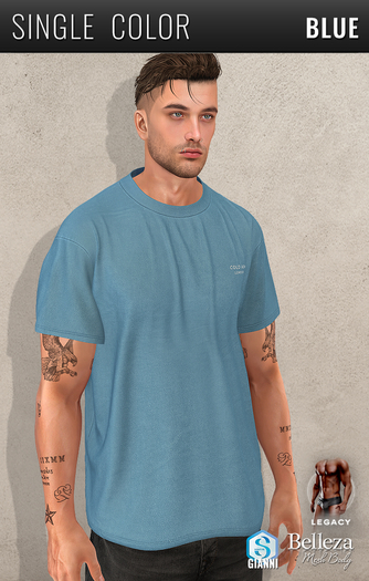 {COLD-ASH} STATEMENT Oversized Tee - Blue