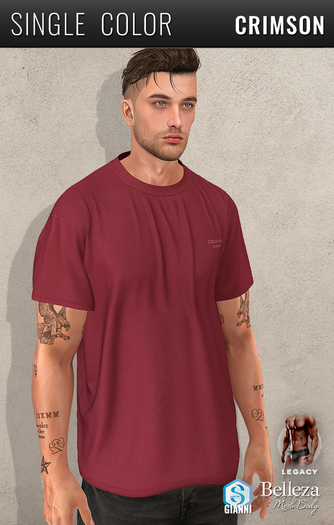 {COLD-ASH} STATEMENT Oversized Tee - Crimson
