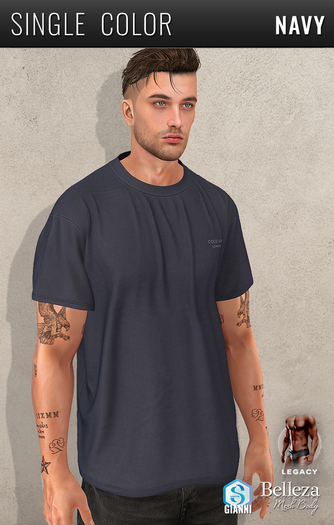 {COLD-ASH} STATEMENT Oversized Tee - Navy