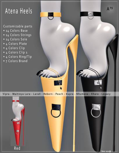 : A75 : Atena Heels  Color Red