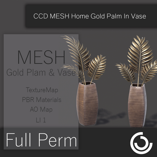 MESH Home Gold Palm In Vase