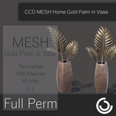 MESH Home Gold Palm In Vase