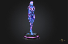 Ethereal Cyber Goddess Statue – Futuristic Neon Female Sculpture Decor