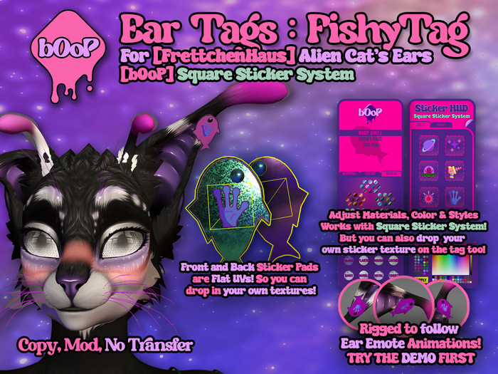 [bOoP] EarTags : FishyTag for Alien Cat Ears