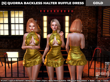 [S] Quorra Backless Halter Ruffle Dress Gold