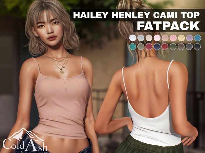 {COLD-ASH} HAILEY Henley Cami FATPACK