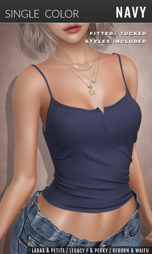 {COLD-ASH} HAILEY Henley Cami (Navy)
