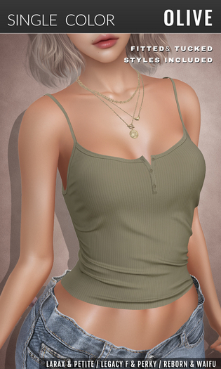 {COLD-ASH} HAILEY Henley Cami (Olive)