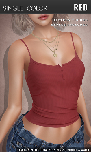 {COLD-ASH} HAILEY Henley Cami (Red)