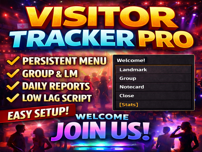 Visitor Tracker Pro Script - Landmark, Group, Notecard + Visitor Tracker Menu