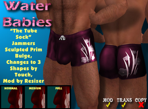 Water Babies - "The Tube Sock" Square Cut (Burgundy)