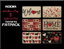 *6KW* FULL PERM Valentine's Day 5 Welcome Mat Textures FATPACK