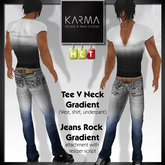 Karma - Male Jeans Rock Low Rise Gradient, Tee V Neck Gradient Black and White