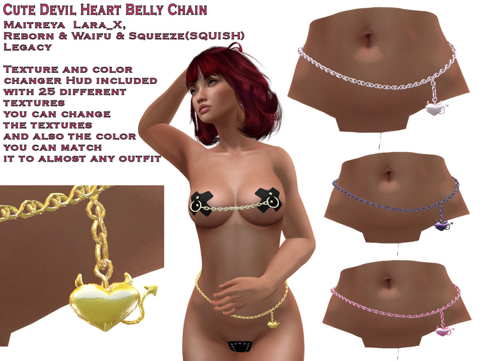 Cute Devil Heart Belly Chain (ADD)