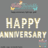 happy anniversary  light sign  gold