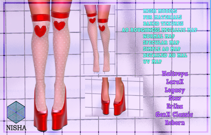 VALENTINES FULL PERM Mina heart socks and heels set - Nisha
