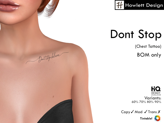 [HDesign] Dont Stop (Chest Tattoo)