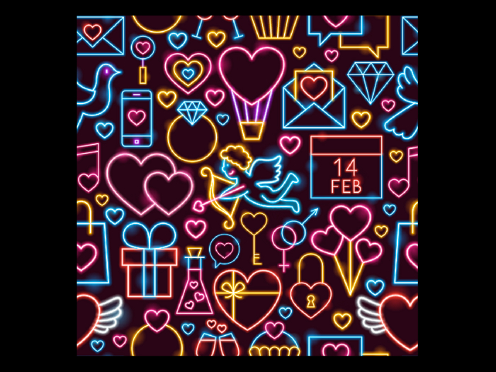 *6KW* FULL PERM Seamless Neon Valentine's Day Texture