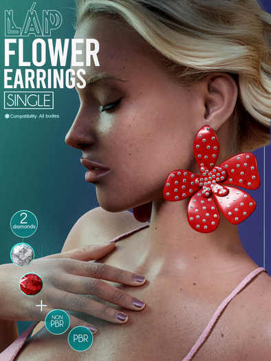 Flower Earrings by LAP (Red)