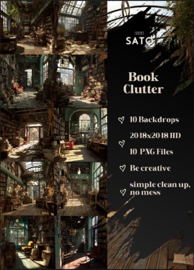 SATO - Book Clutter backdrops (UNPACK)