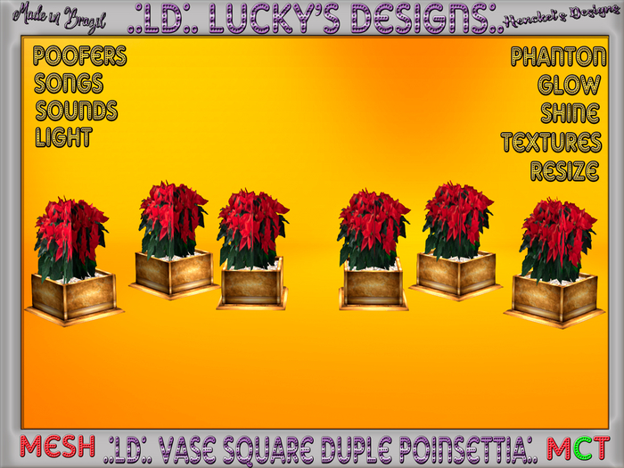 .:LD:. Vase Square Duple Poinsettia:.