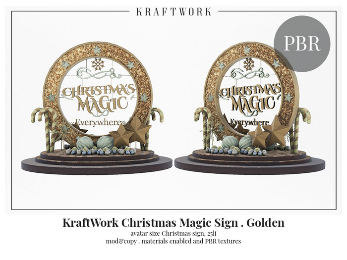 KraftWork Christmas Magic Sign . Golden (Add Me)