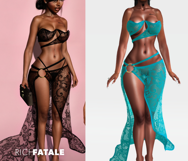 $RICH FATALE - ANNA LACE SET - AQUAMARINE
