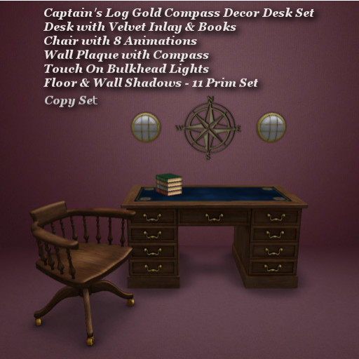 Captain's Log Compass Gold Desk Set1