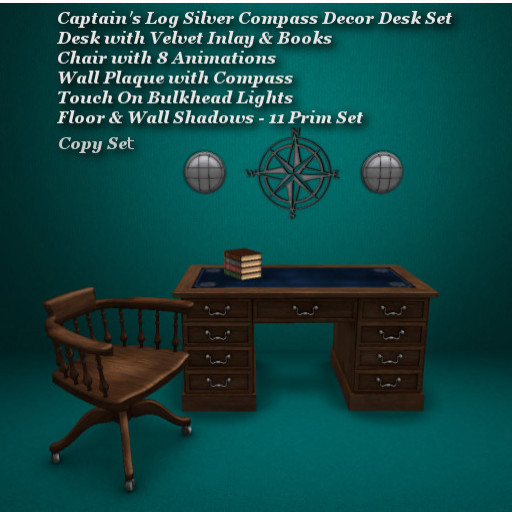 Captain's Log Compass Silver Desk Set1