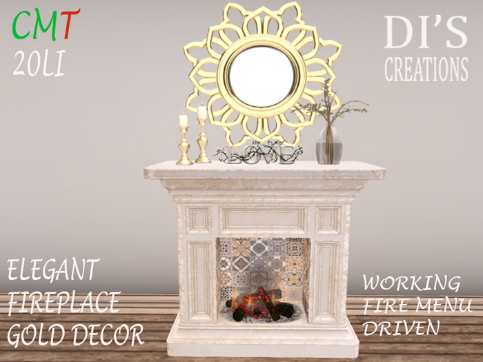 ELEGANT FIREPLACE GOLD DECOR