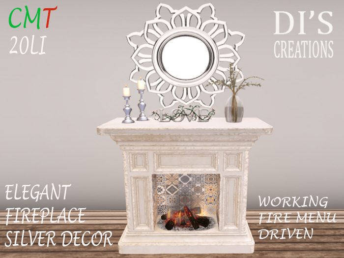 ELEGANT FIREPLACE SILVER DECOR