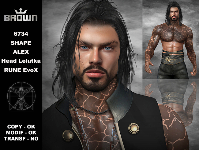 Second Life Marketplace - 6734 SHAPE ALEX Head Lelutka RUNE EvoX ...