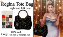 Regina Tote Bag - Fatpack 12 Textures HUD - 100% Mesh - Right & Left Hand