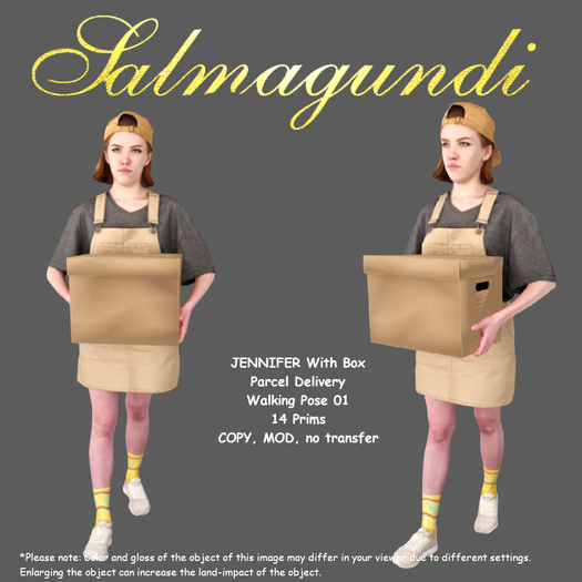 JENNIFER With Box - Parcel Delivery - Walking Pose 01