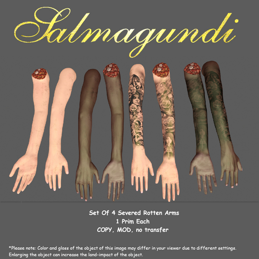 Set Of 4 Severed Rotten Arms