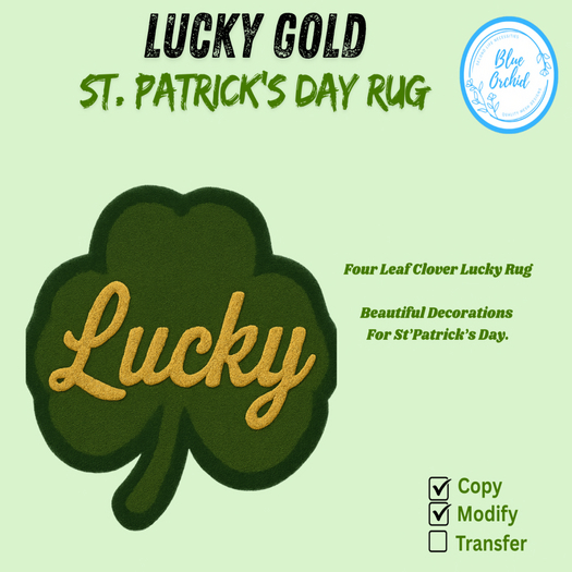 BO-ST.Patricks Day Lucky Rug gold