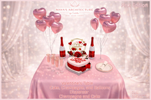 Mayas | Pink Valentines Table | Champagne Bottle | Heart Balloons | Heart Cake | Happy Valentines