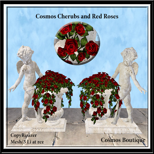 Cosmos Cherubs and Red Roses (BOX)