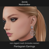 Pentagram Earrings – Non-Rigged Mesh | Gothic Accessory | Resizer